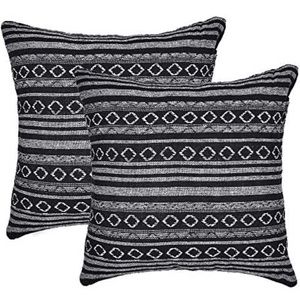 Set of 4 Black and white with grey pillow covers